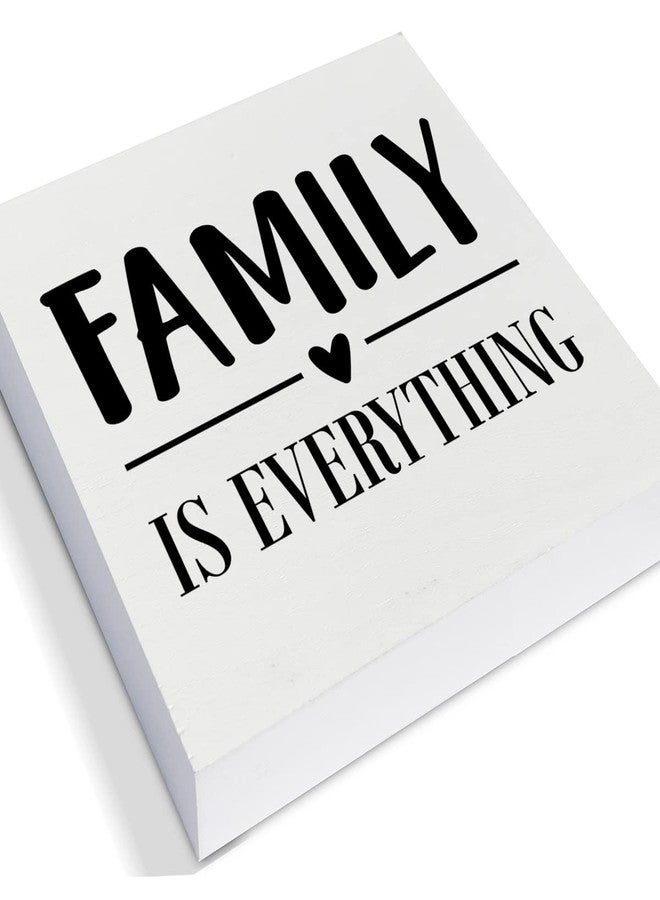 PIXCEOS Family is Everything Decorative Wooden Box Sign Family Home Wood Block Plaque Decor Rustic Shelf or Wall Display for Living Room Bedroom - Image 2